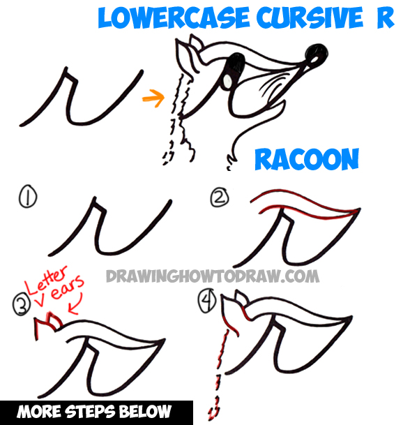 How to Draw a Raccoon from a Lowercase Letter R Simple Drawing Lesson