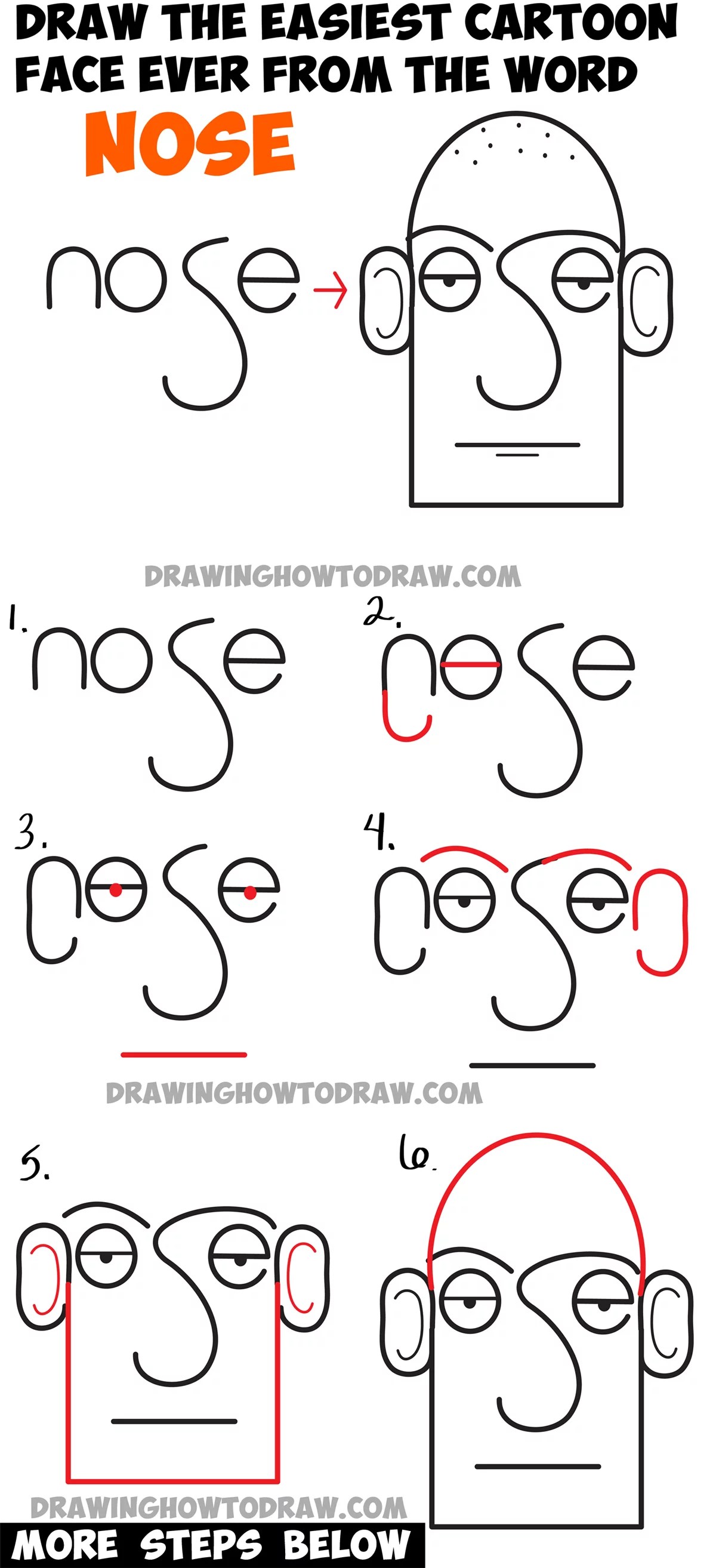 How to Draw a Cartoon Face in Easiest Way Ever from the Word Face