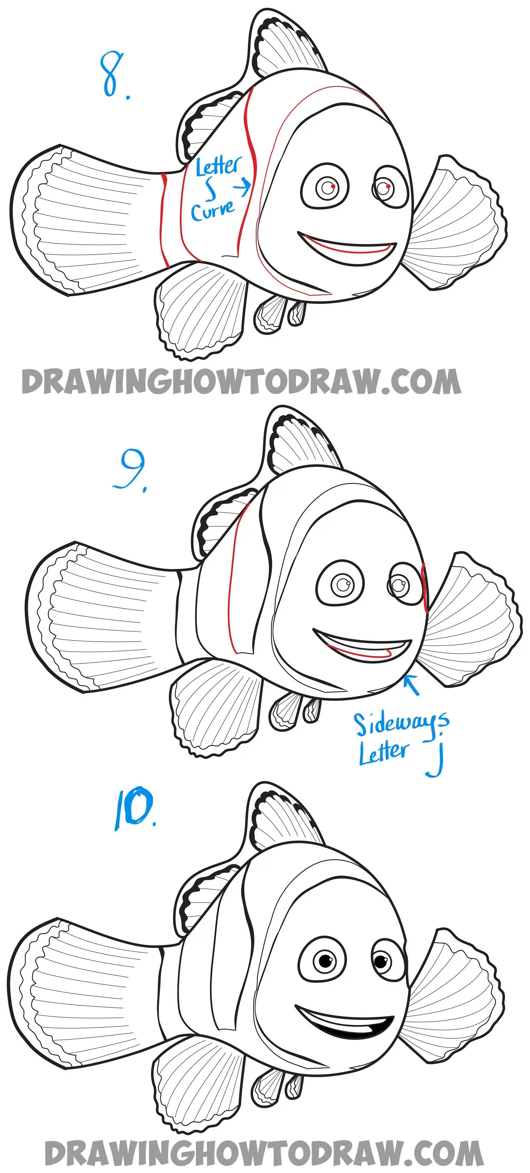 How to Draw Marlin from Finding Dory and Finding Nemo Easy Step by Step Drawing Tutorial How