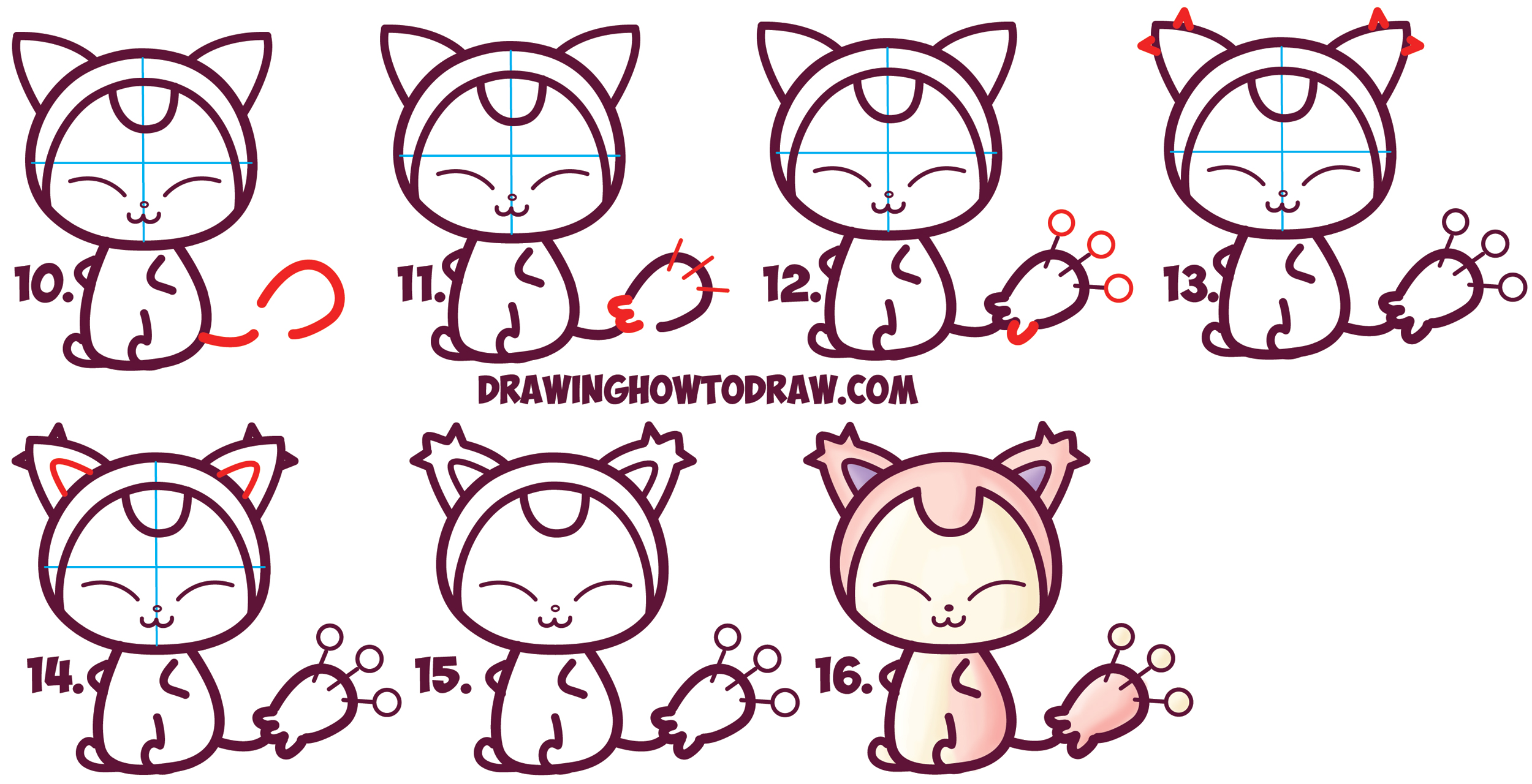 How to Draw Cute Kawaii / Chibi Skitty from Pokemon in Easy Step by