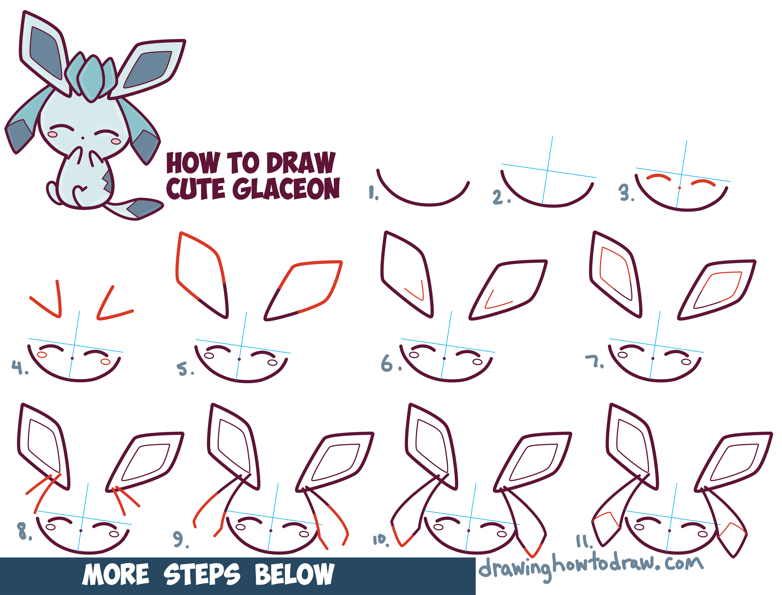 How To Draw Glaceon Step By Step
