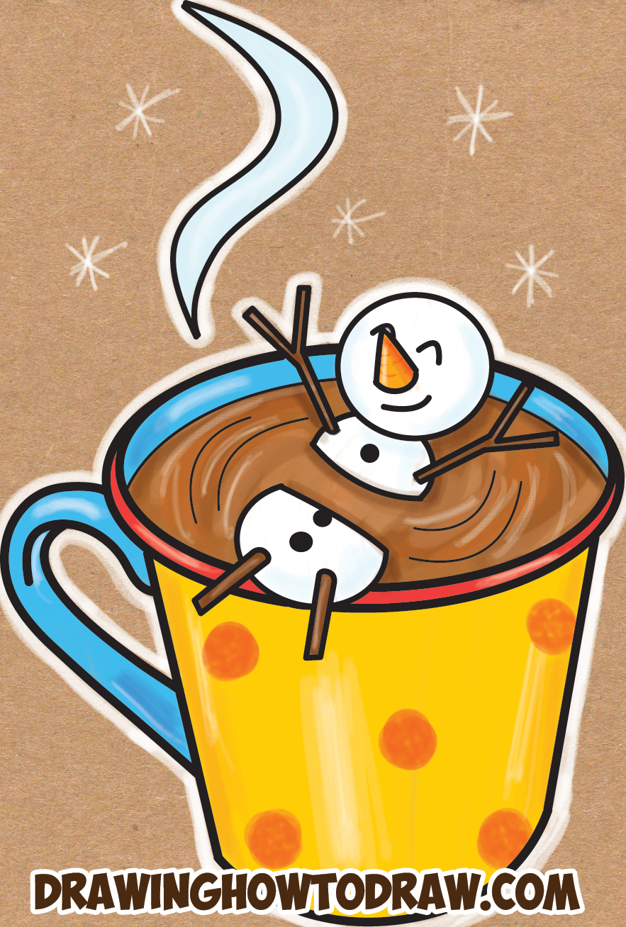 I hope you enjoyed this lesson on how to draw a snowman with a hat. How to Draw a Snowman Bathing in a Hot Cup of Cocoa Easy ...