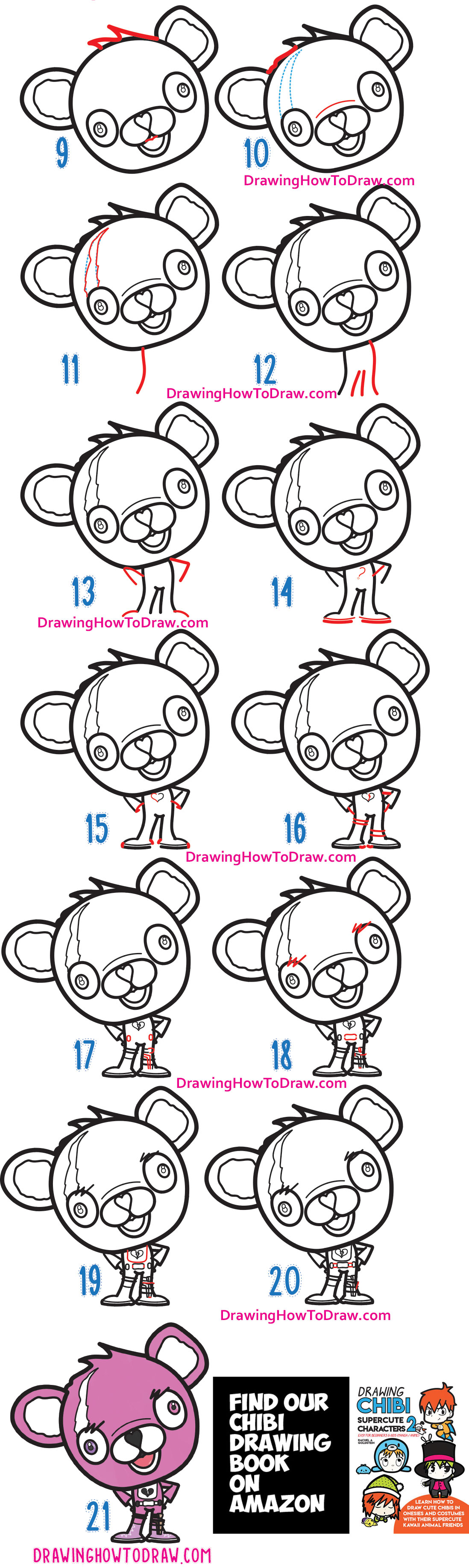 How to Draw a Cute Cuddle Team Leader from Fortnite Easy Step by Step