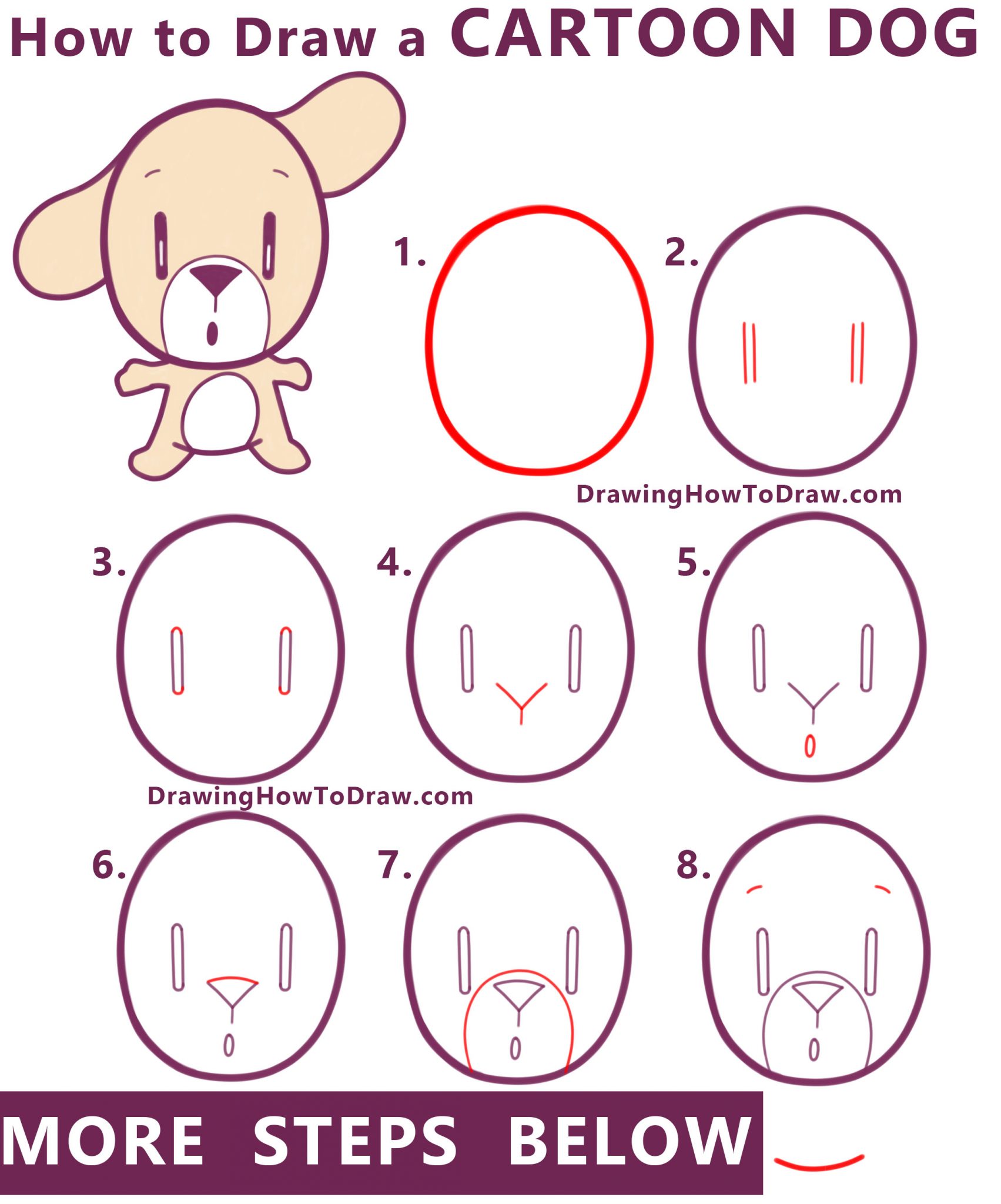 How to Draw a Cartoon Dog Standing on Two Legs Easy Step by Step