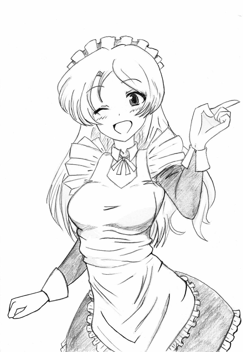 Maid Drawing, Pencil, Sketch, Colorful, Realistic Art Images Drawing
