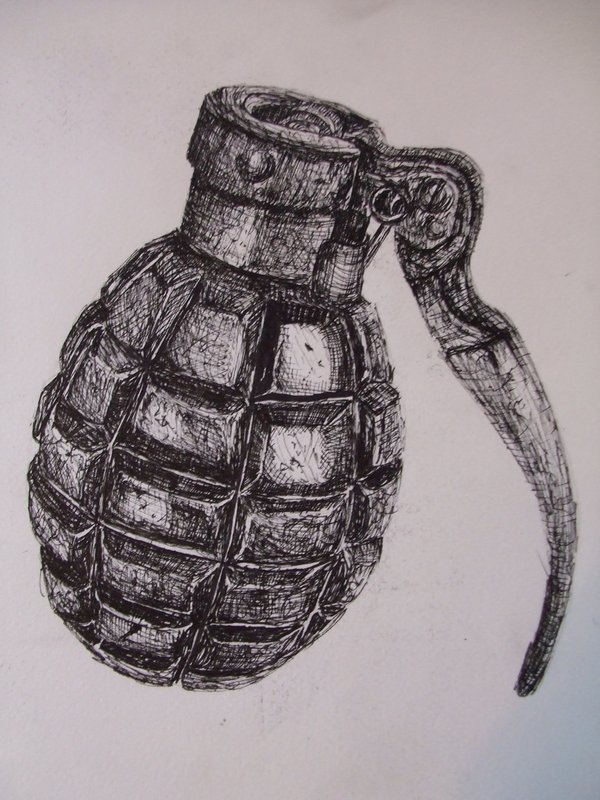 Grenade Drawing, Pencil, Sketch, Colorful, Realistic Art Images