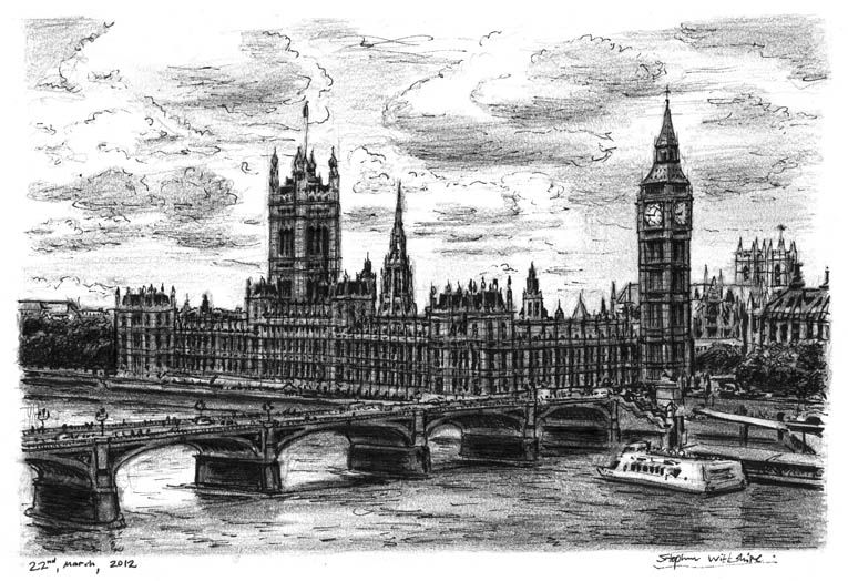 London Drawing, Pencil, Sketch, Colorful, Realistic Art Images