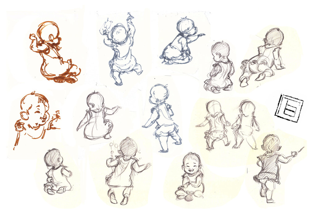 Baby Drawing, Pencil, Sketch, Colorful, Realistic Art Images Drawing