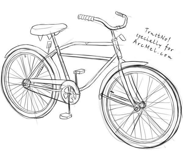 Bicycle Drawing, Pencil, Sketch, Colorful, Realistic Art Images