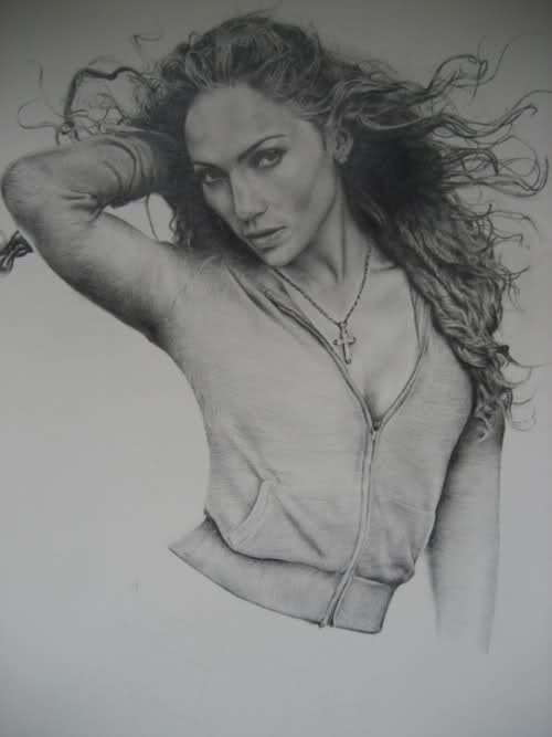 Jennifer Lopez Drawing, Pencil, Sketch, Colorful, Realistic Art Images