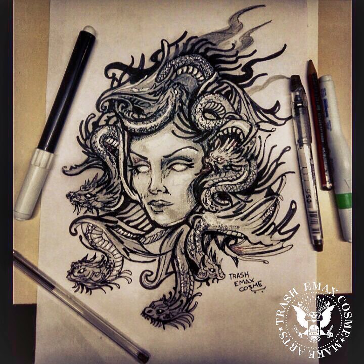 Medusa Drawing, Pencil, Sketch, Colorful, Realistic Art Images