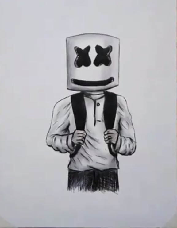 Marshmello Drawing, Pencil, Sketch, Colorful, Realistic Art Images Drawing Skill