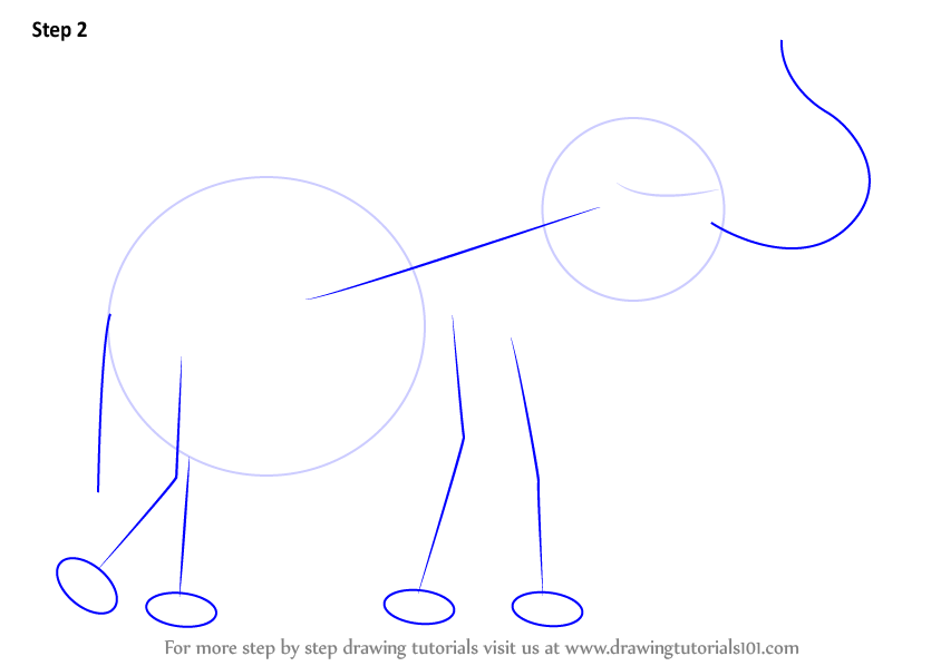 How to Draw an Elephant with its Trunk Up (Zoo Animals) Step by Step