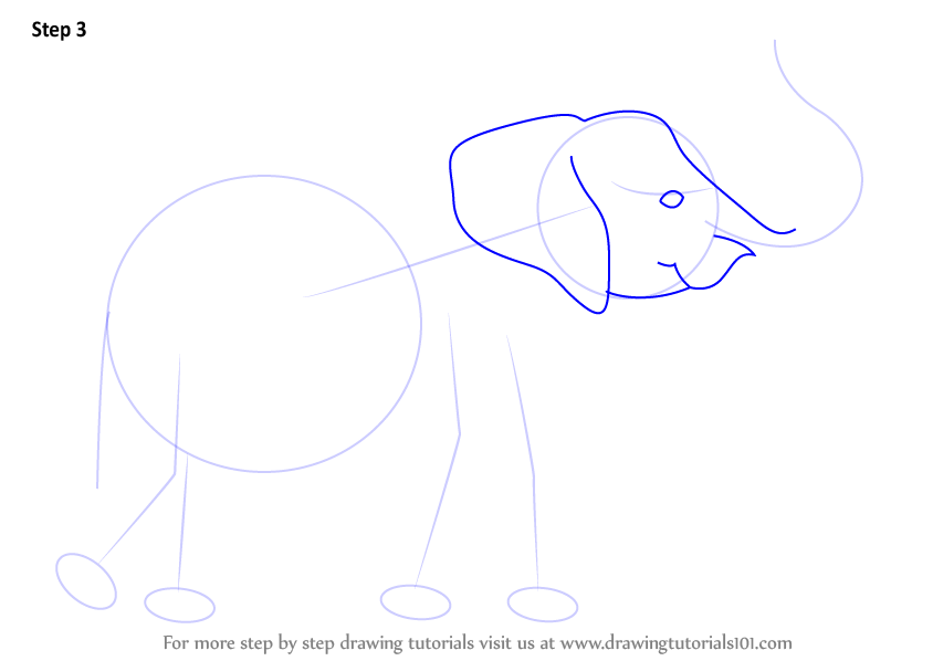 How to Draw an Elephant with its Trunk Up (Zoo Animals) Step by Step