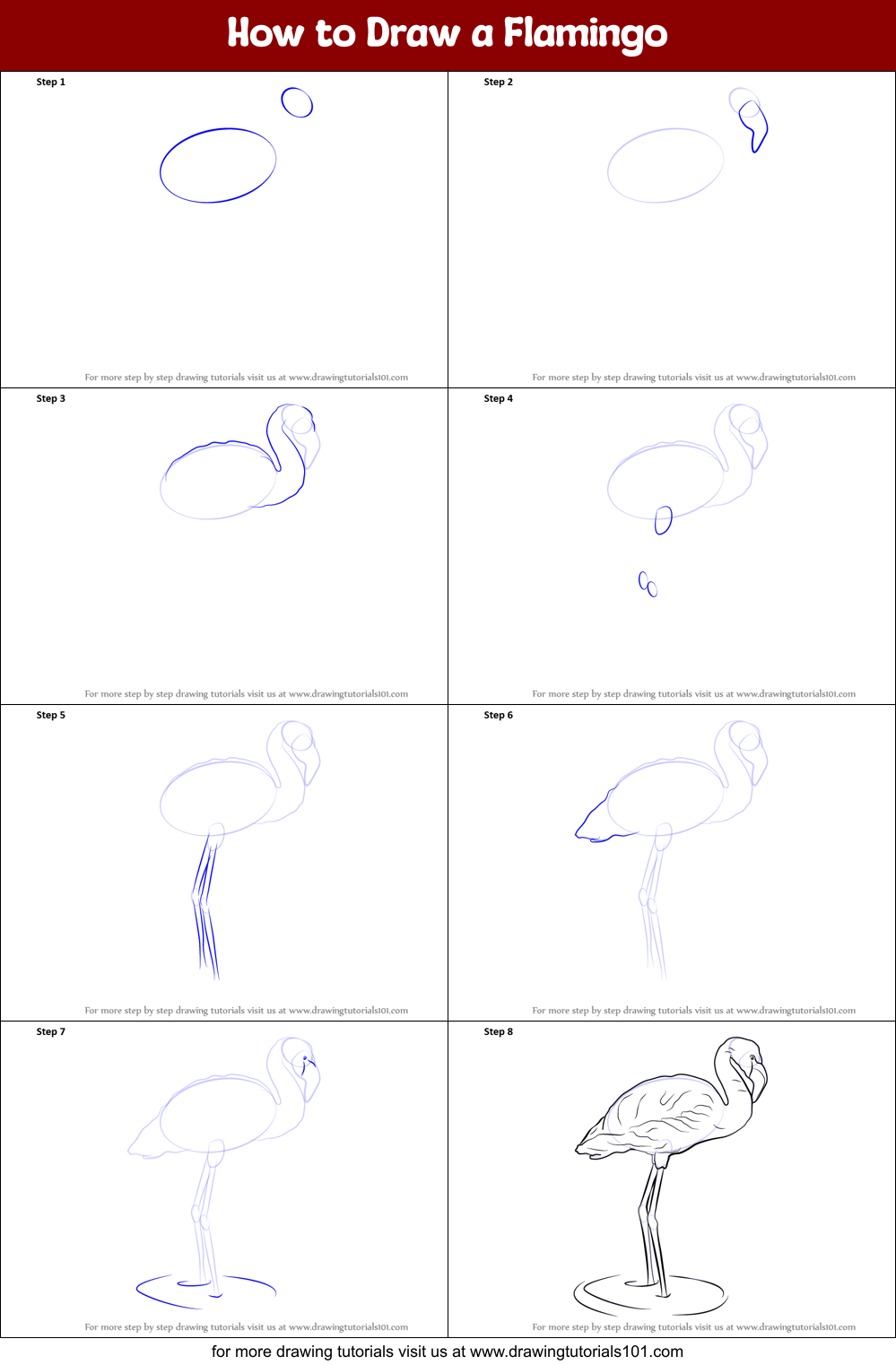 How to Draw a Flamingo printable step by step drawing How to Draw a Flamingo printable step by step drawing