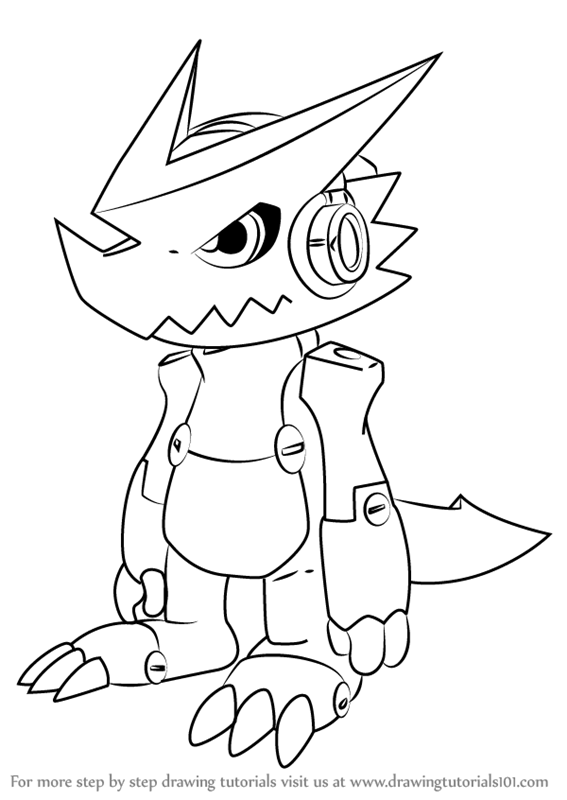 Learn How to Draw Shoutmon from Digimon Fusion (Digimon Fusion) Step by Step Drawing Tutorials