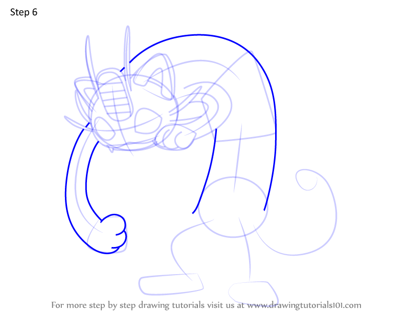 Step by Step How to Draw Gigantamax Meowth from Pokemon