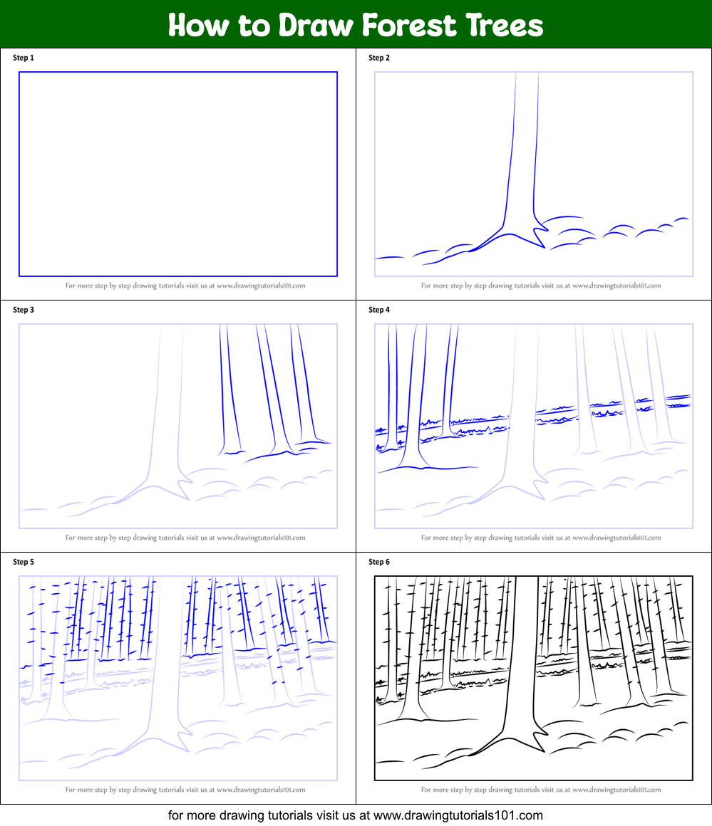 How to Draw Forest Trees (Forests) Step by Step