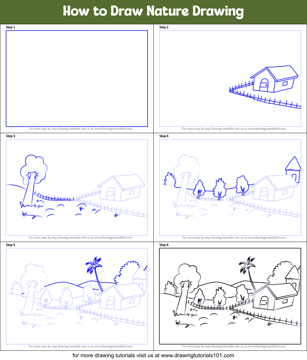 How to Draw Nature Drawing printable step by step drawing