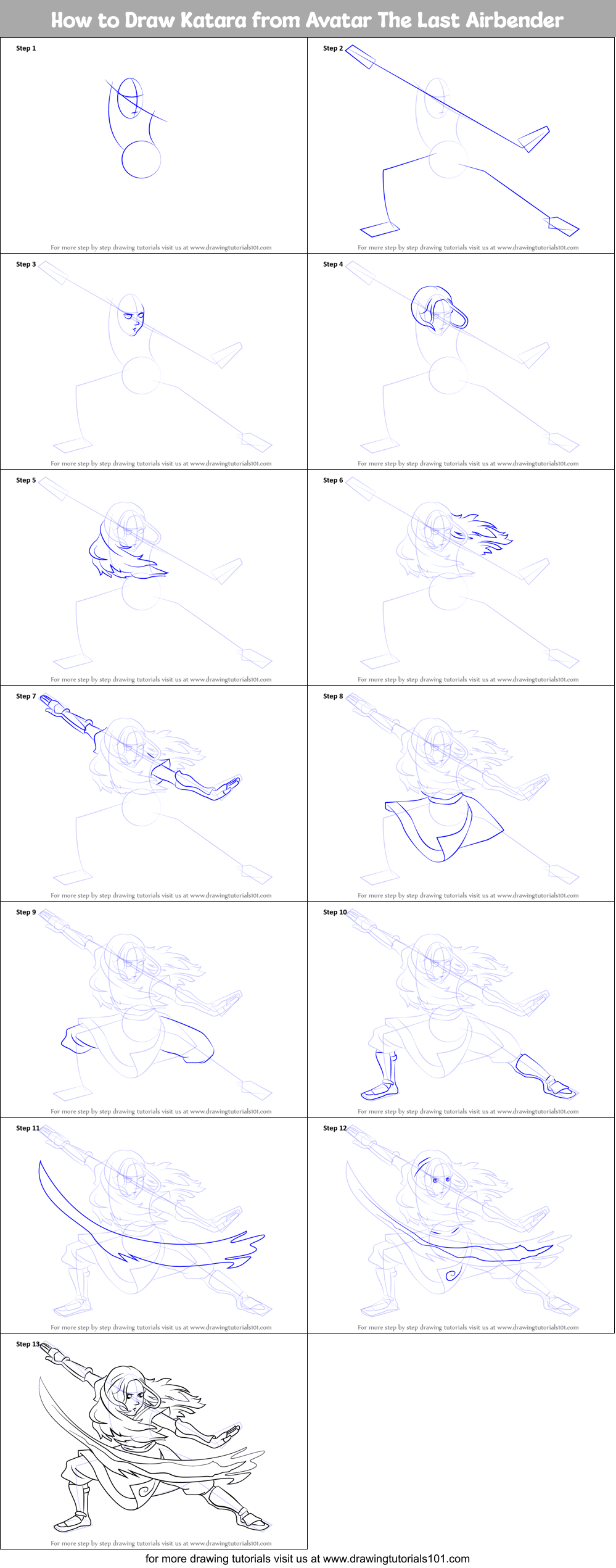 How to Draw Katara from Avatar The Last Airbender