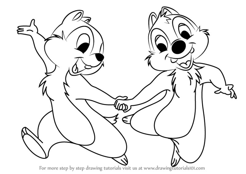 How to Draw Chip and Dale (Chip 'n' Dale) Step by Step
