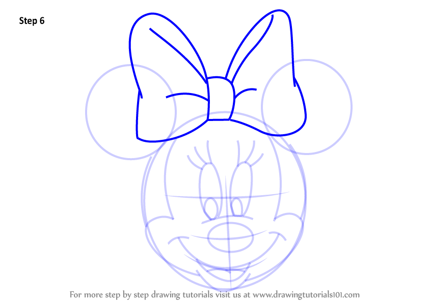 Learn How to Draw Minnie Mouse Face from Mickey Mouse Clubhouse (Mickey Mouse Clubhouse) Step by