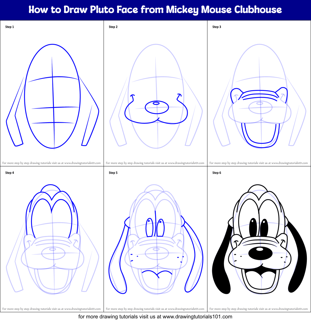 How to Draw Pluto Face from Mickey Mouse Clubhouse (Mickey Mouse