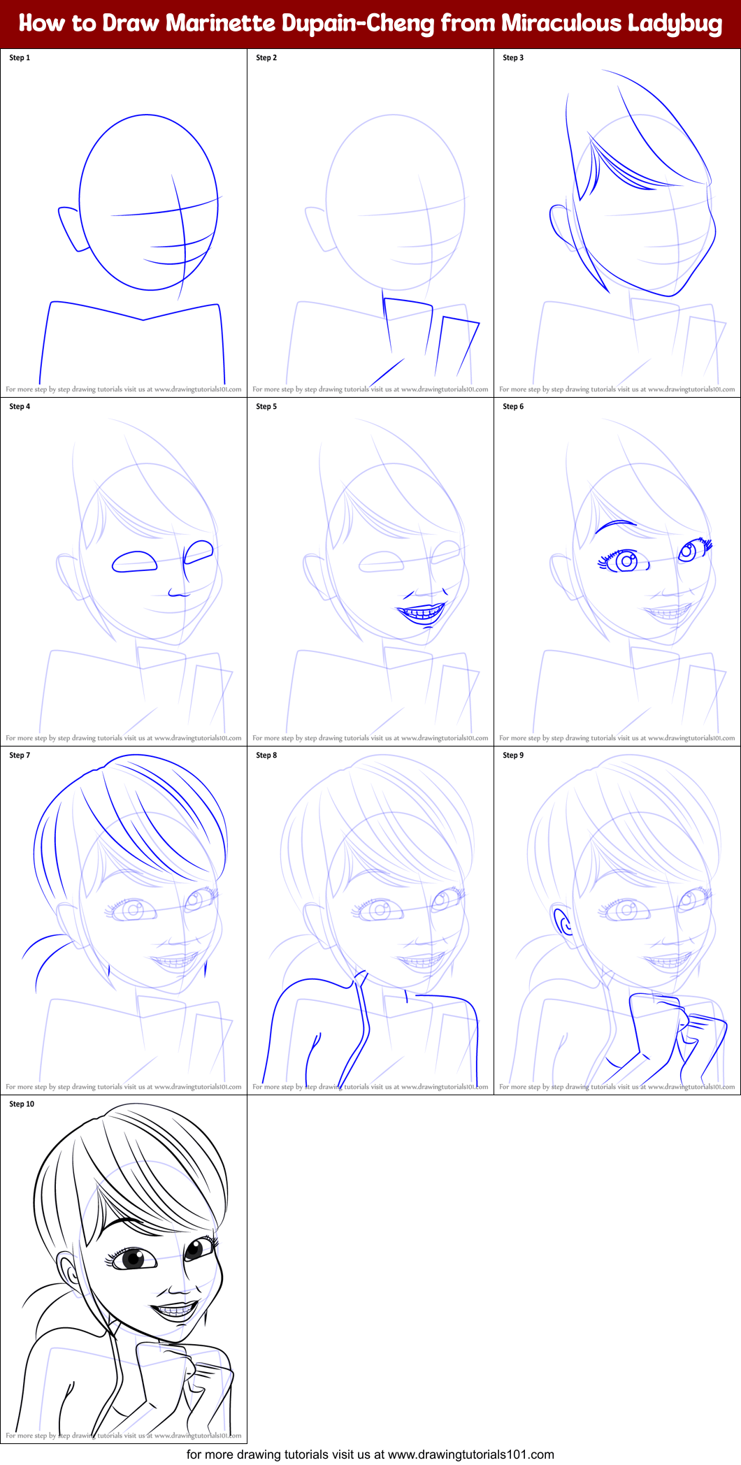 How to Draw DupainCheng from Miraculous Ladybug printable step by step drawing sheet