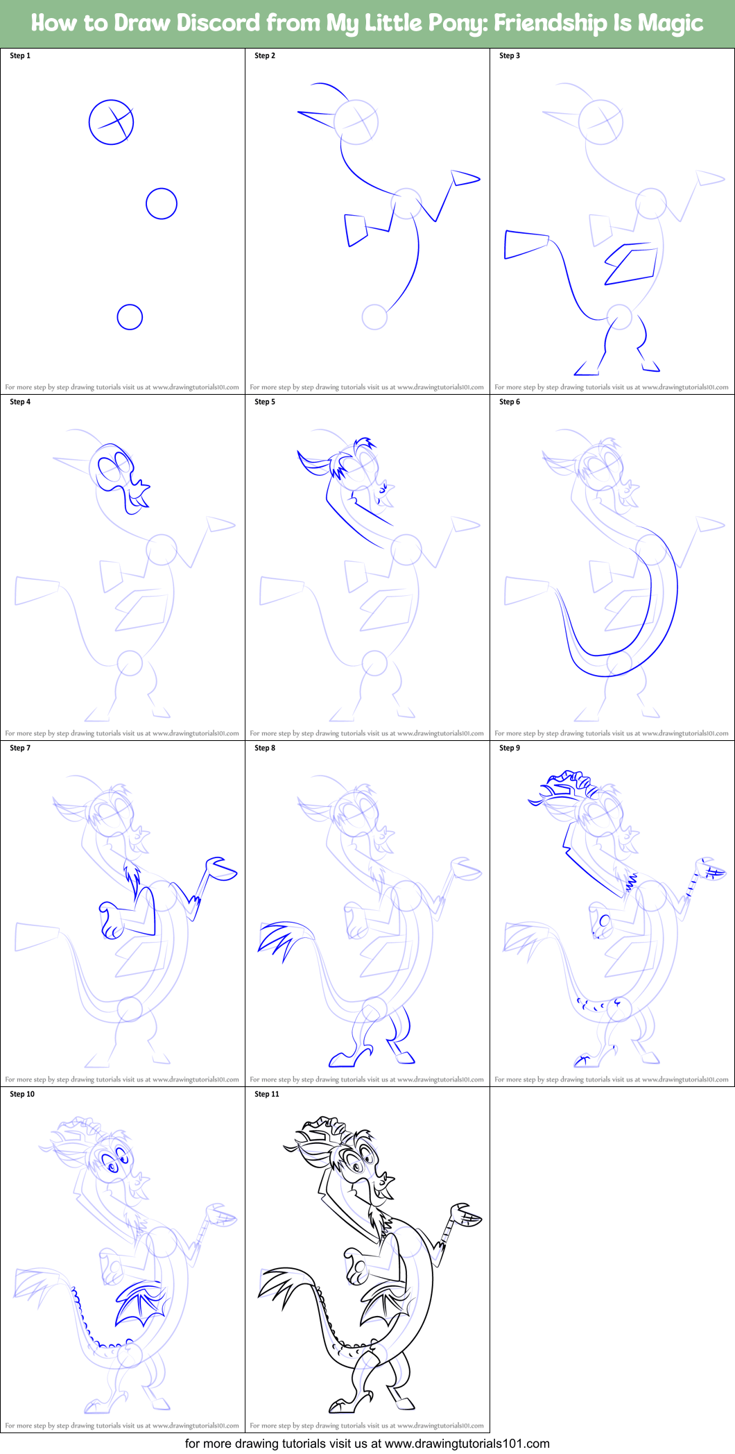 How to Draw Discord from My Little Pony Friendship Is Magic printable