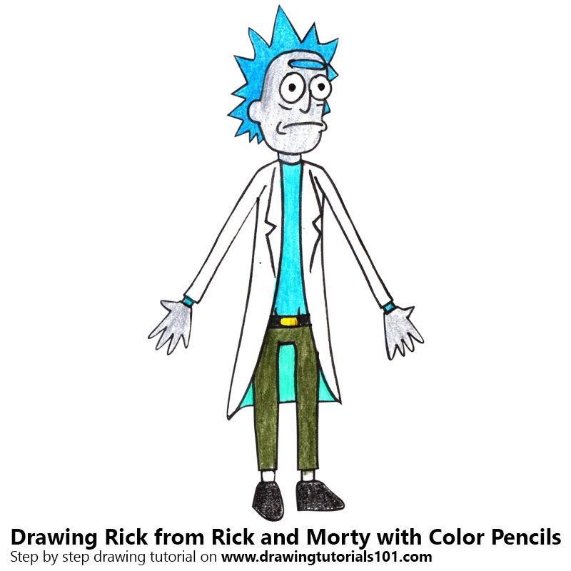 Rick from Rick and Morty Colored Pencils Drawing Rick
