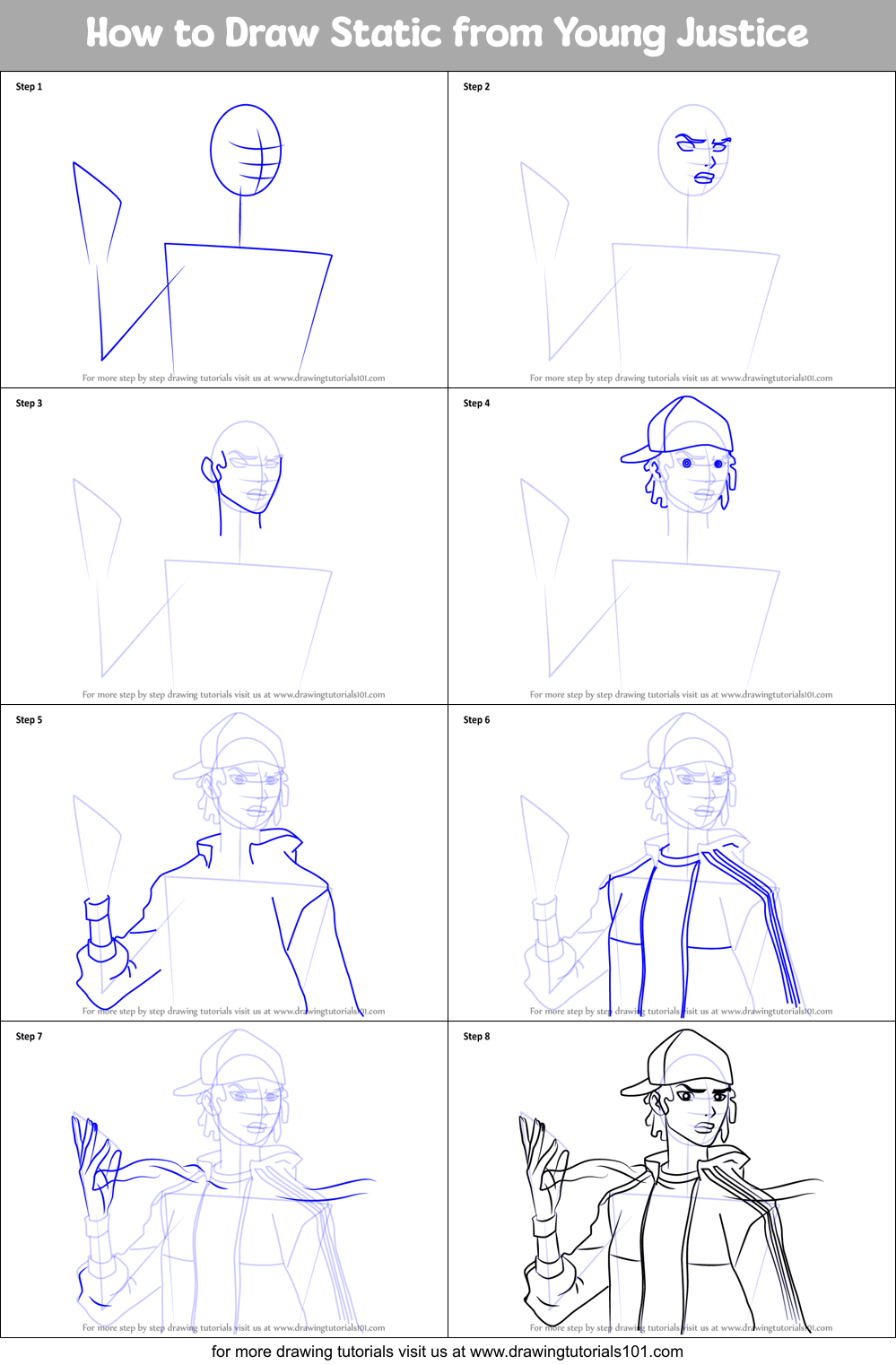 How to Draw Static from Young Justice (Young Justice) Step by Step