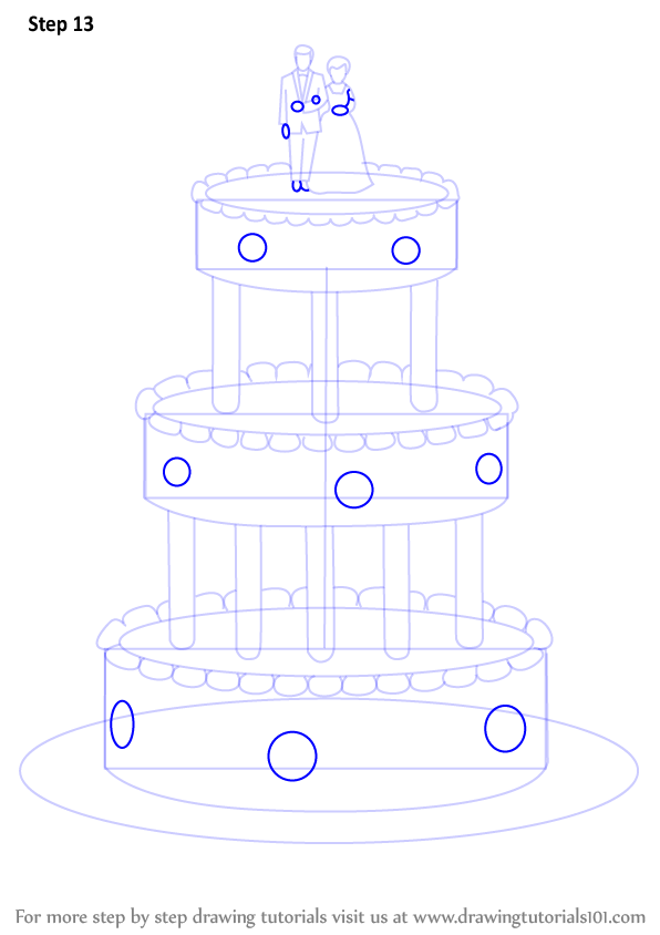 Learn How to Draw a Wedding Cake (Cakes) Step by Step Drawing Tutorials