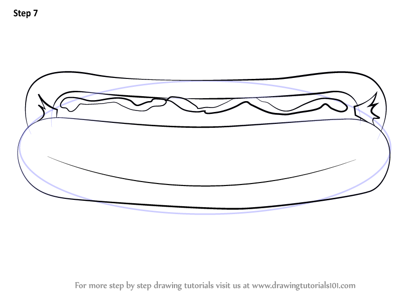 How to Draw Hotdog (Snacks) Step by Step