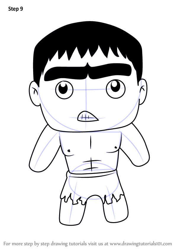 Learn How to Draw Kawaii Hulk (Kawaii Characters) Step by Step