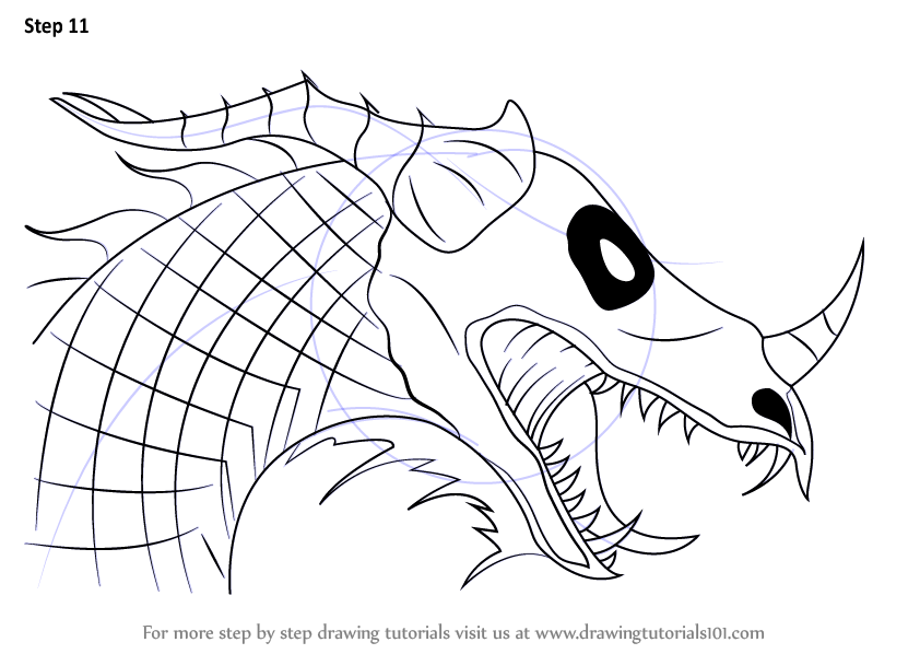 Learn How to Draw a Dragon Head (Dragons) Step by Step Drawing Tutorials