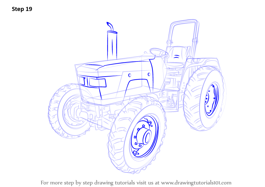 Learn How to Draw a Tractor (Agricultural) Step by Step Drawing Tutorials