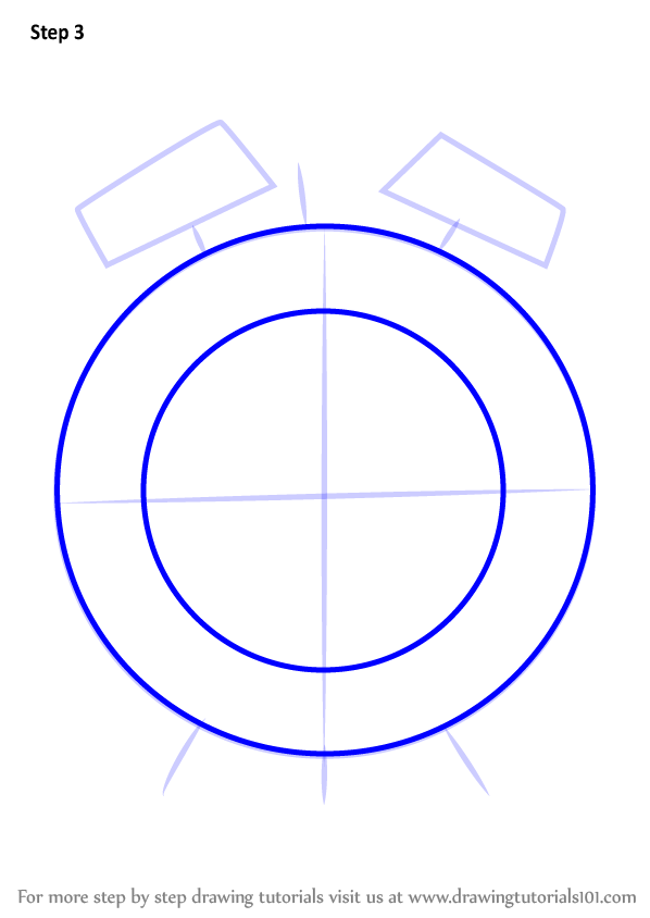 How to Draw an Alarm Clock (Everyday Objects) Step by Step