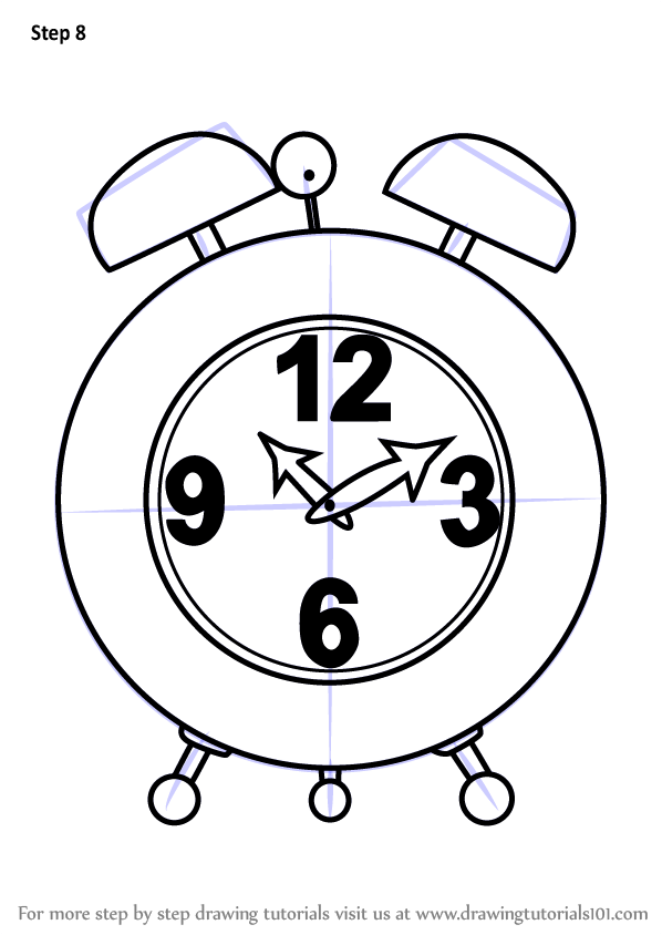 How to Draw an Alarm Clock (Everyday Objects) Step by Step