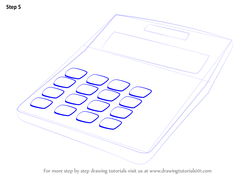 Learn How to Draw a Calculator (Everyday Objects) Step by Step