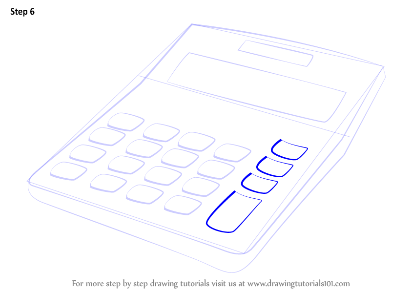 Learn How to Draw a Calculator (Everyday Objects) Step by Step