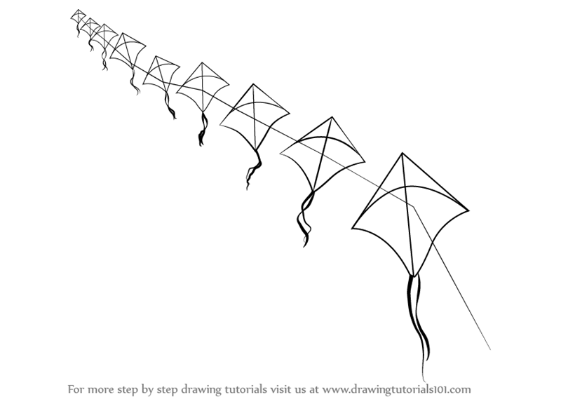 Learn How to Draw Flying Kites (Everyday Objects) Step by Step Drawing Tutorials Learn How to Draw Flying Kites (Everyday Objects) Step by Step Drawing Tutorials
