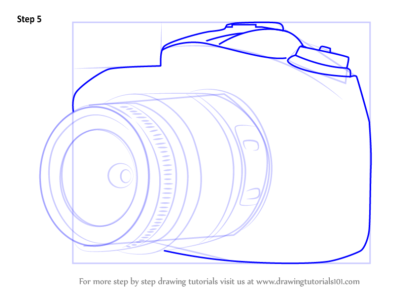 Learn How to Draw Nikon DSLR Camera (Everyday Objects) Step by Step Drawing Tutorials