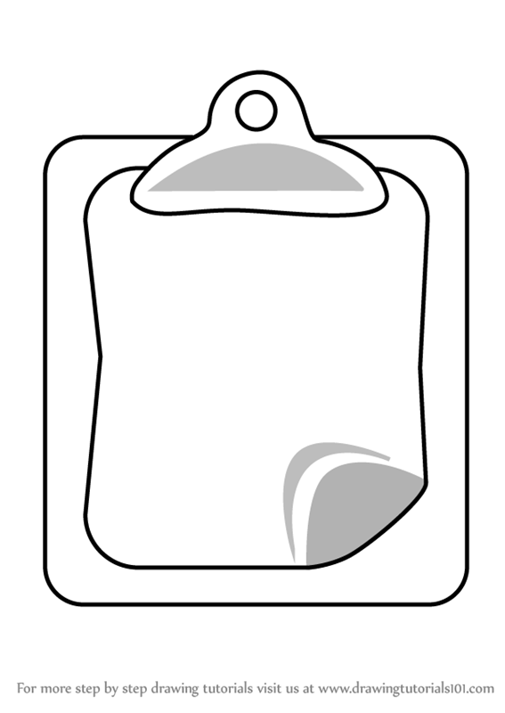 How to Draw Paper Clipboard (Everyday Objects) Step by Step