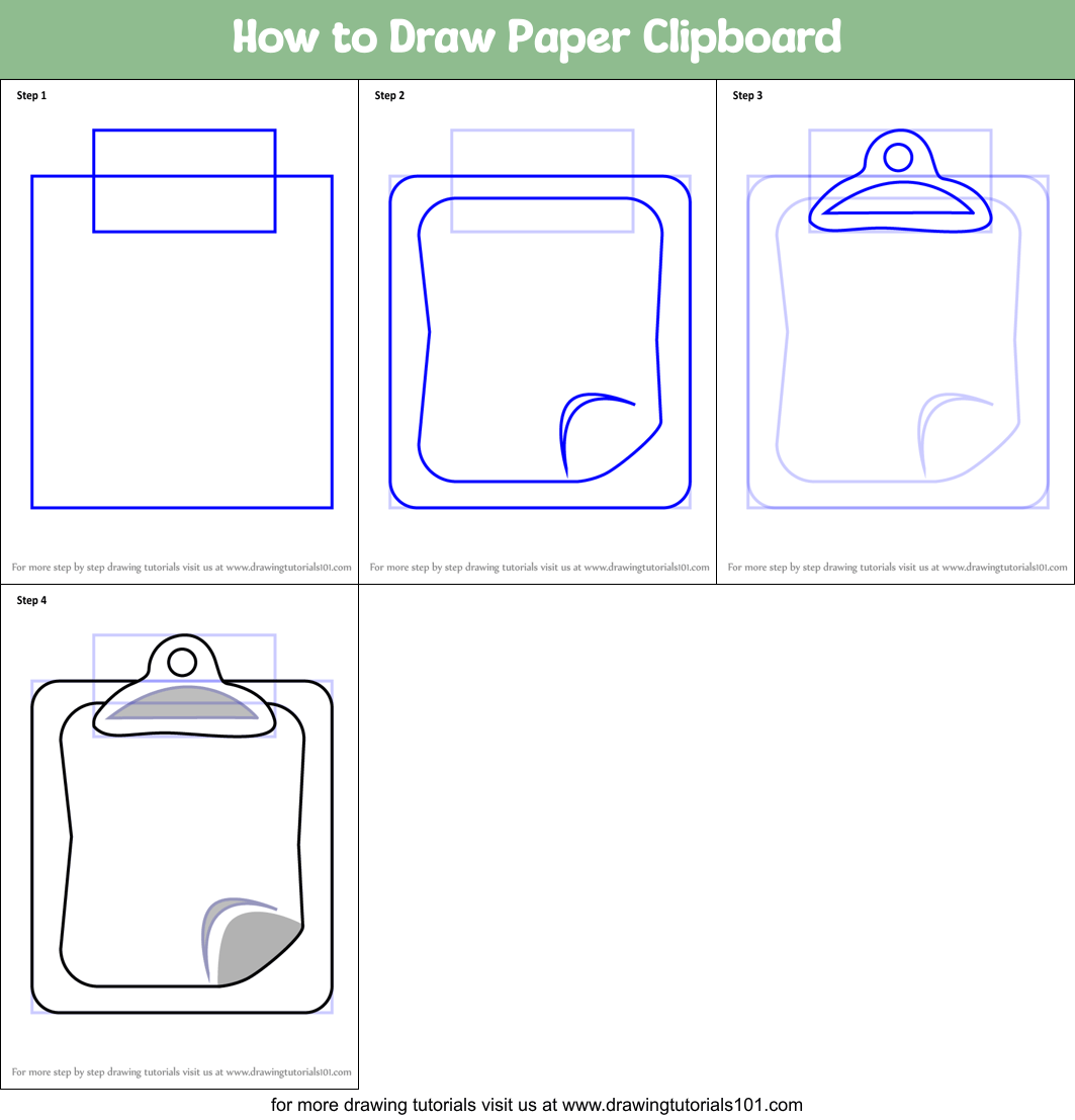 How to Draw Paper Clipboard printable step by step drawing sheet