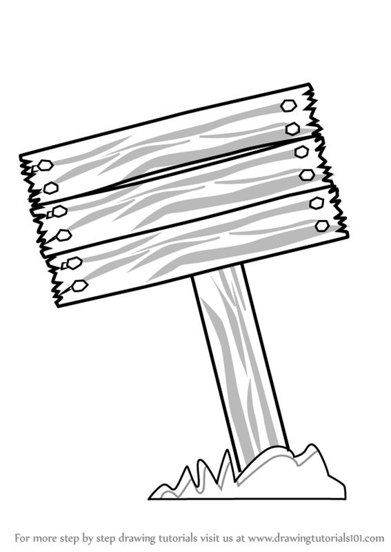 Learn How to Draw a Signpost (Everyday Objects) Step by Step Drawing