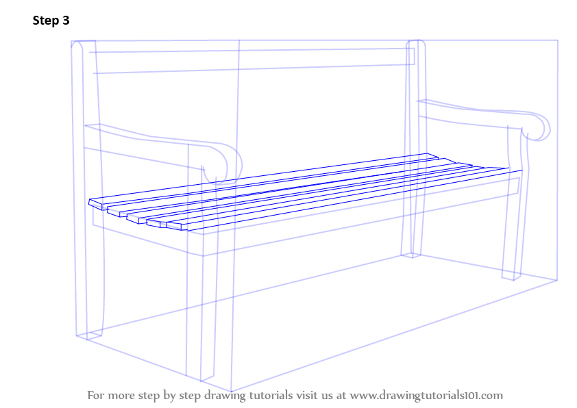 How to Draw a Bench (Furniture) Step by Step