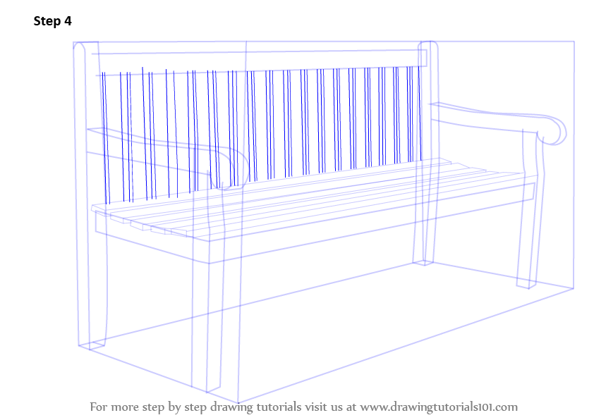 Step by Step How to Draw a Bench