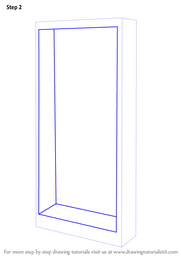How to Draw a Book Shelf (Furniture) Step by Step