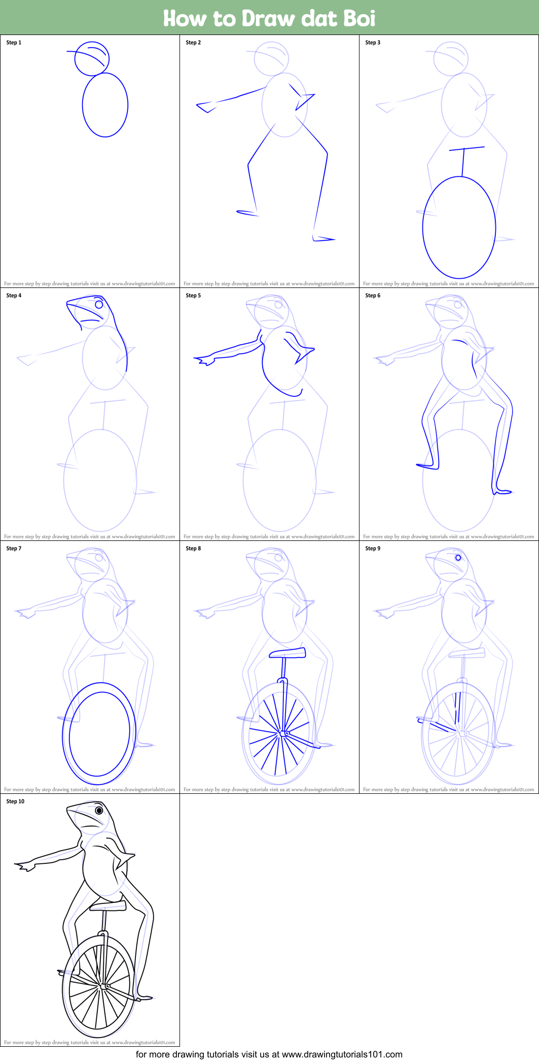 How to Draw dat Boi printable step by step drawing sheet