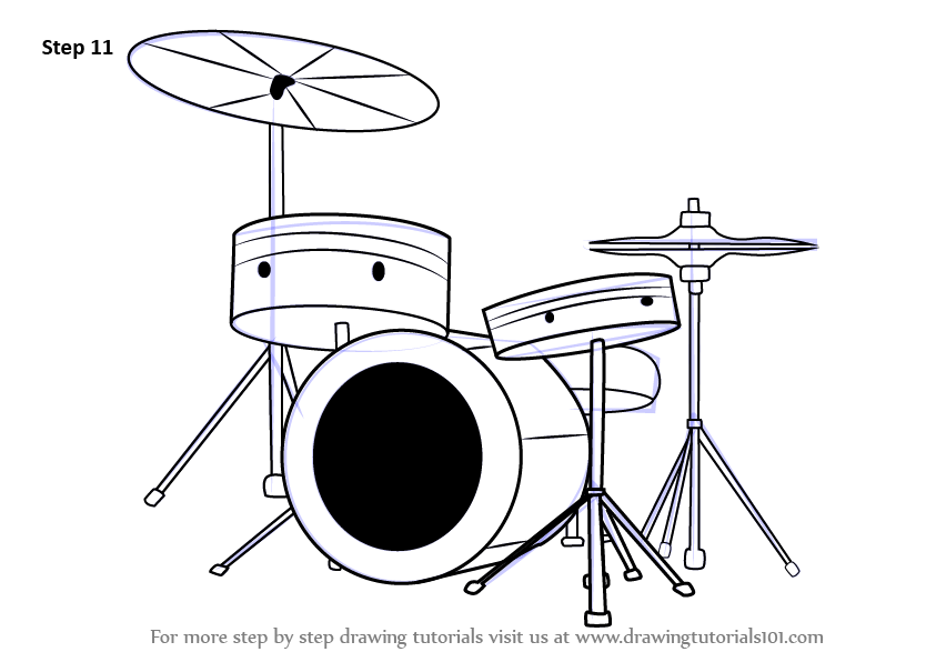 How to Draw Drums (Musical Instruments) Step by Step